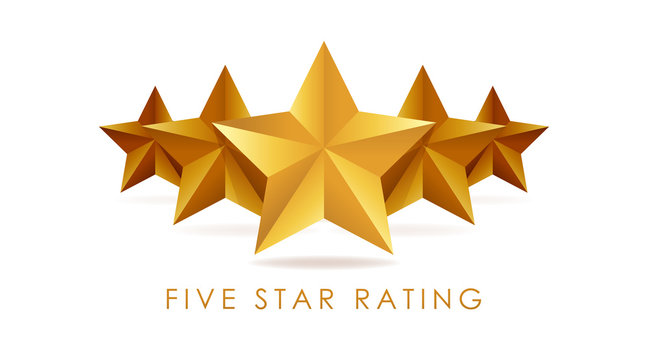 Golden five-star rating graphic symbolizing excellent service quality by Epic Estate Sales, a top-rated estate liquidator in Hutchinson, KS, USA.